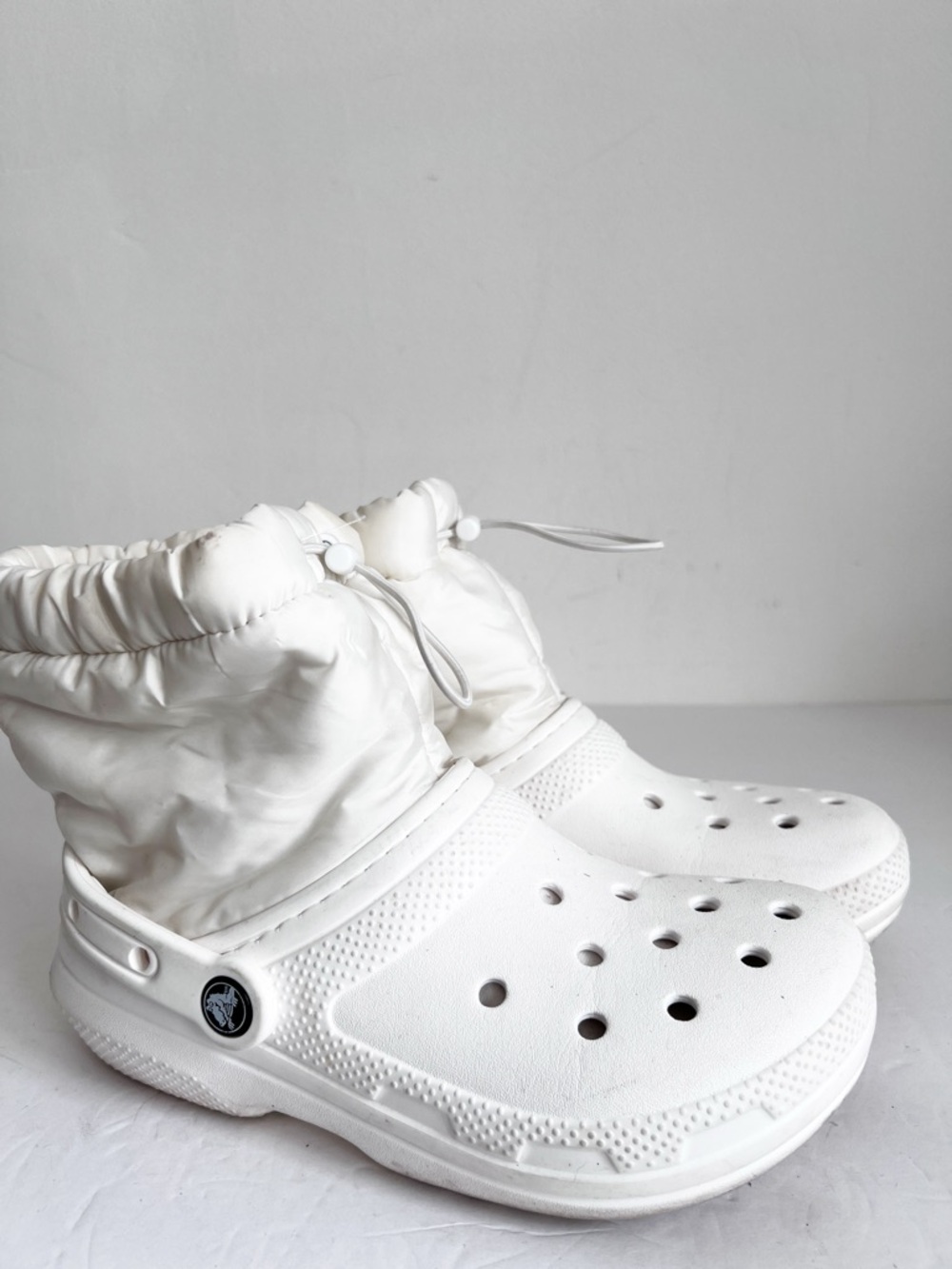 CROCS White Quilted Cuff Clog Boots